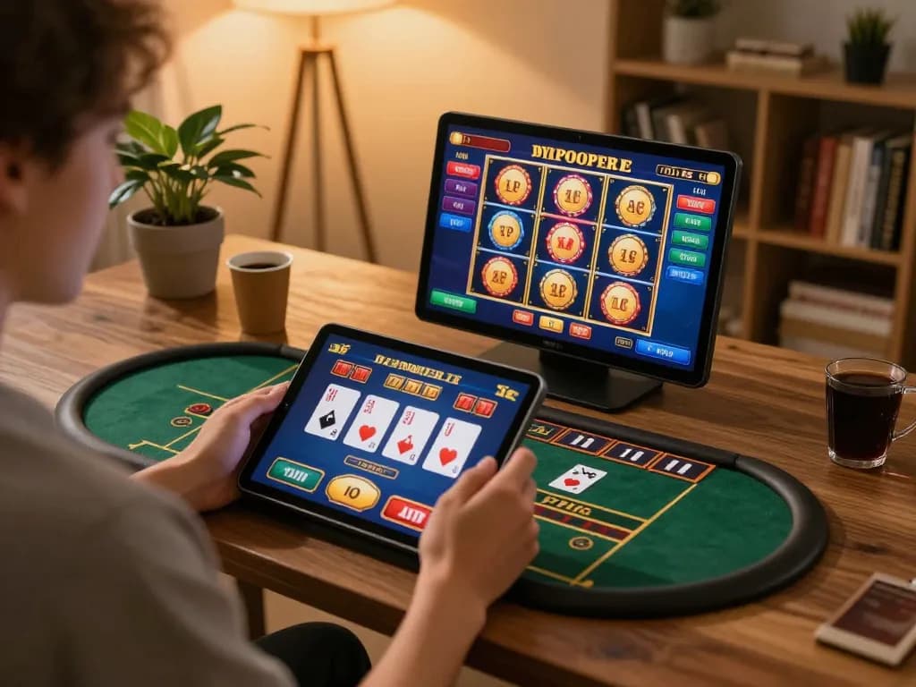 Experience exciting casino gameplay on 99OK through a cozy home setting with engaging gaming interface.