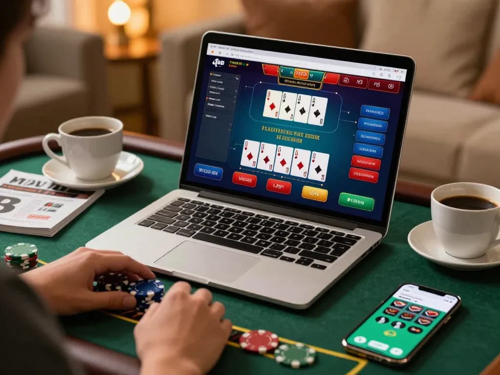 Player enjoying live dealer blackjack on XX88's online platform, showcasing strategic gambling.