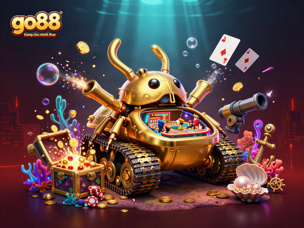 Experience the thrilling world of go88 trang chu chinh thuc with a vibrant casino-inspired 3D illustration.