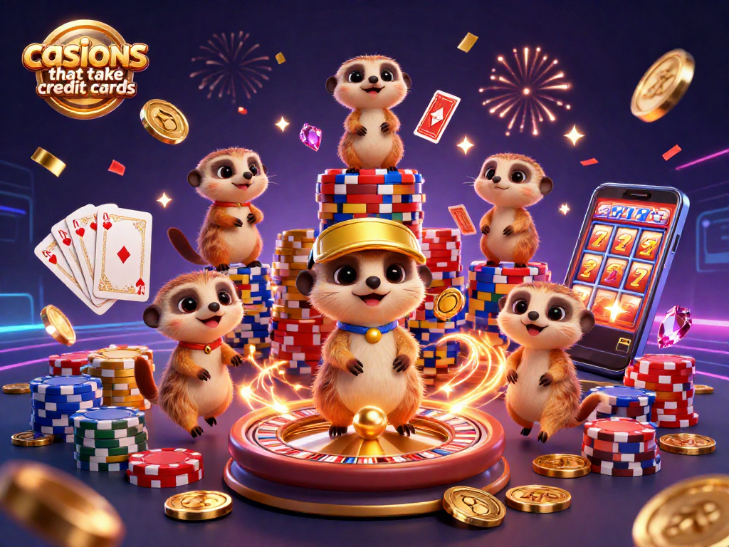 Experience thrilling gaming action at casinos that take credit cards with our 3D meerkat casino illustration.