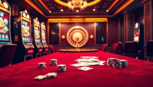 Experience online gambling at nhà cái 8kbet with vibrant slot machines and luxurious casino elements.