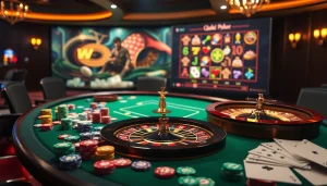 Experience the thrill of gaming at trang chủ da88 with vibrant casino tables and lively gambling atmosphere.