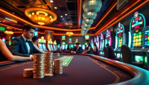 Players enjoying the thrill of 68VIP casino games with poker chips and cards.