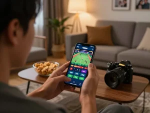 Engage in live gambling action with https://ae888a.ru.com/ through a mobile gaming app in a cozy home setting.