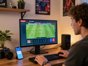 Exciting online sports betting experience with Nowgoal interface displaying live scores and betting options, showcasing user engagement.