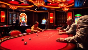 Players enjoying high-stakes poker at 58WIN's luxurious casino.