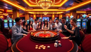 Gaming action at the casino table with players enjoying https://bem88.com experience.