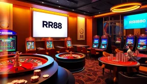 Experience the excitement of RR88's online casino with luxurious gaming visuals.