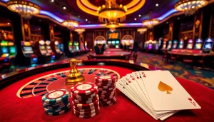 Play at TR88's roulette table with poker chips and cards in a luxurious casino atmosphere