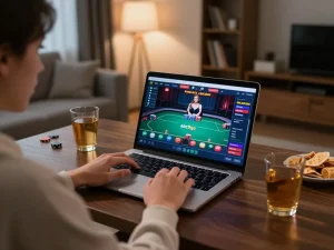 Engaging in online poker gameplay on abc8go from a comfortable home setup.