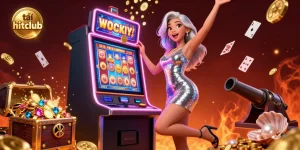 Experience the thrill of tải hitclub with this vibrant gaming illustration featuring dynamic casino elements.