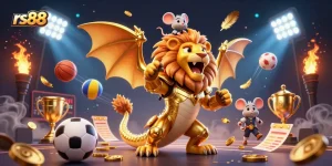 Experience the thrill of sports betting with rs88 in a vibrant 3D illustration featuring dynamic action elements.
