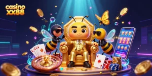 Experience casino xx88 with a thrilling scene of characters and dynamic gambling elements.