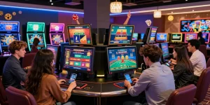 Exciting gameplay atmosphere showcasing credit card casinos at crownwoods.org.uk, players engaged with various games.