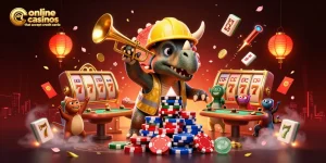 Engaging 3D scene showcasing online casinos that accept credit cards with cheerful characters and vibrant gaming elements.