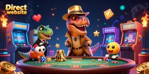 Engage with the thrilling action of a Direct website where a velociraptor card counter attempts to blend in.