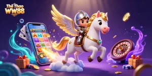 Engage in Thể Thao WW88 gaming excitement with a vibrant 3D illustration featuring casino elements.