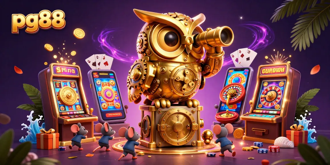 Engage in exciting gaming experiences at pg88 with a vibrant casino illustration filled with action.
